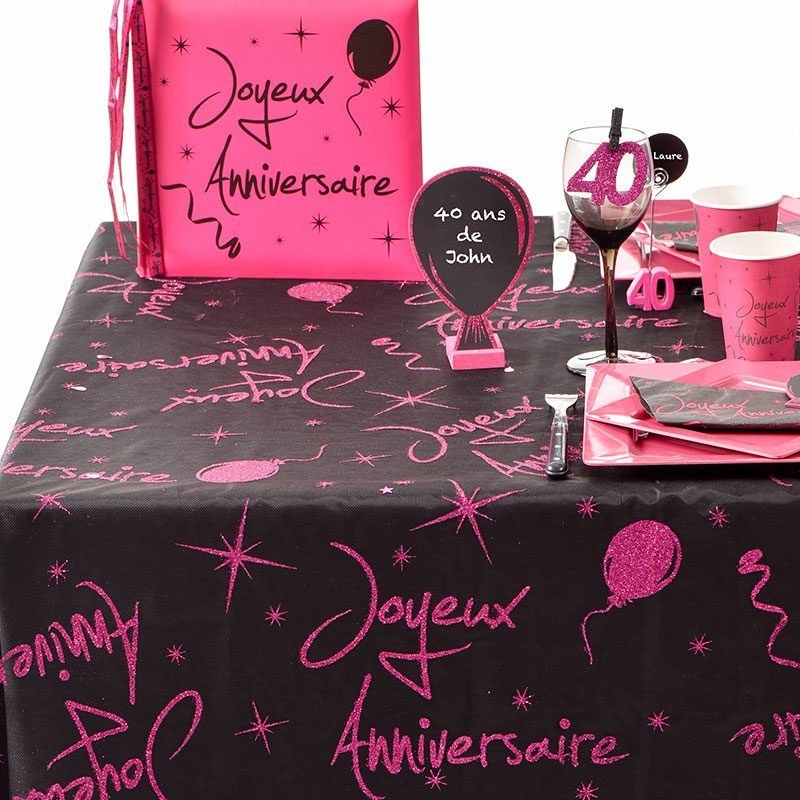 nappes serviettes papier pour anniversaire Nappe Rectangulaire Fuchsia Pailletee Anniversaire Dragees Anahita nappes serviettes papier pour anniversaire