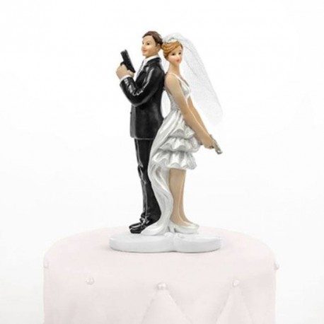Figurine Mariage couple de marié avec canne à Pêche - Dragées Anahita