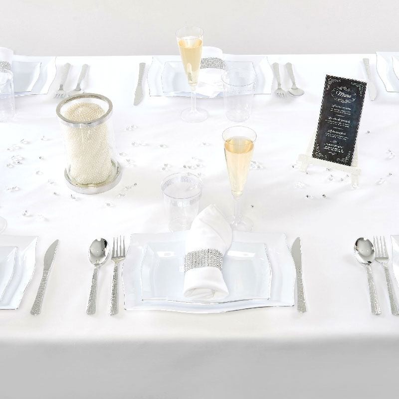 Nappe blanche rectangulaire en tissu pour table zown 183 (nettoyage inclus)  — Festiloc