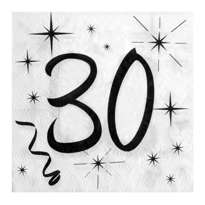 Serviettes Anniversaire 30 Ans Elegantes Dragees Anahita