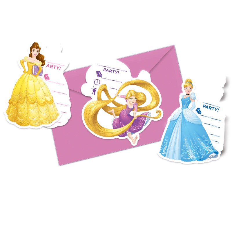 6 Cartes D Invitation Princesses Disney Enveloppe Dragees Anahita