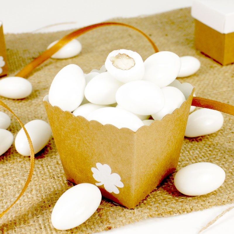Dragées baptême amande – blanches brillantes - 1kg - Naissance