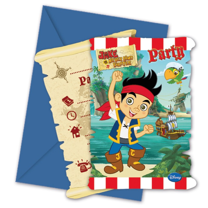 6 Cartes D Invitation Jake Le Pirate Enveloppe Pour Anniversaire Dragees Anahita