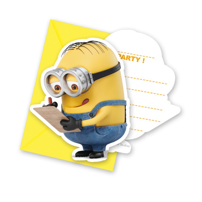 6 Cartes D Invitation Les Minions Enveloppes Pour Anniversaire Dragees Anahita