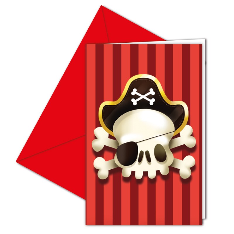 Mes invitations d'anniversaire - Pirates - Poupette Cakaouette