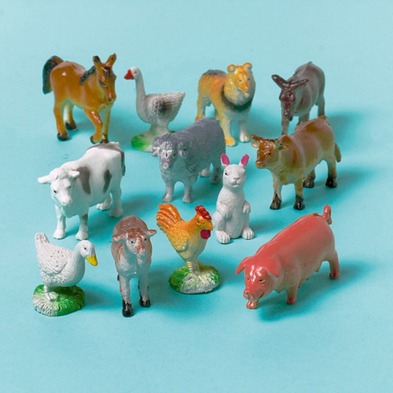 12 petits animaux de la ferme en plastique amusants – Dragées Anahita.