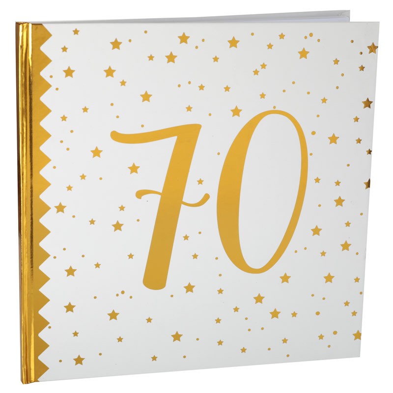 Livre D Or Anniversaire 70 Ans Blanc Et Or Elegant Dragees Anahita