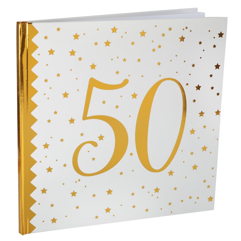 Livre D Or Anniversaire 50 Ans Blanc Et Or Chic Dragees Anahita