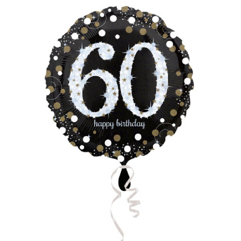 Paquet de fournitures de fête d'anniversaire d'âge drapeaux/ballons 60 ans  noir/or 