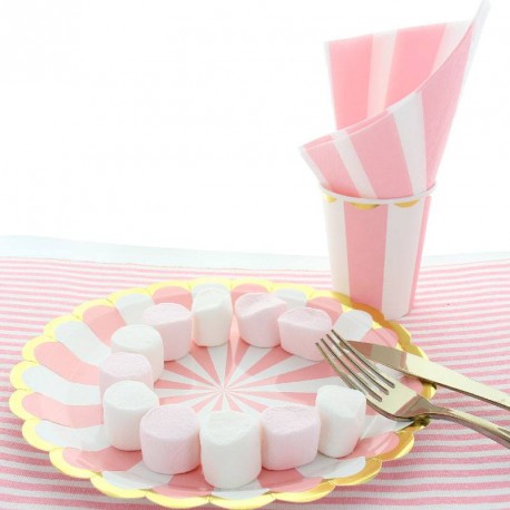 8 Gobelets Candy bar rose en carton