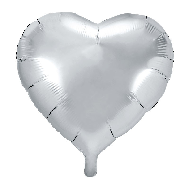 Ballon Mylar Aluminium Coeur 45cm Blanc