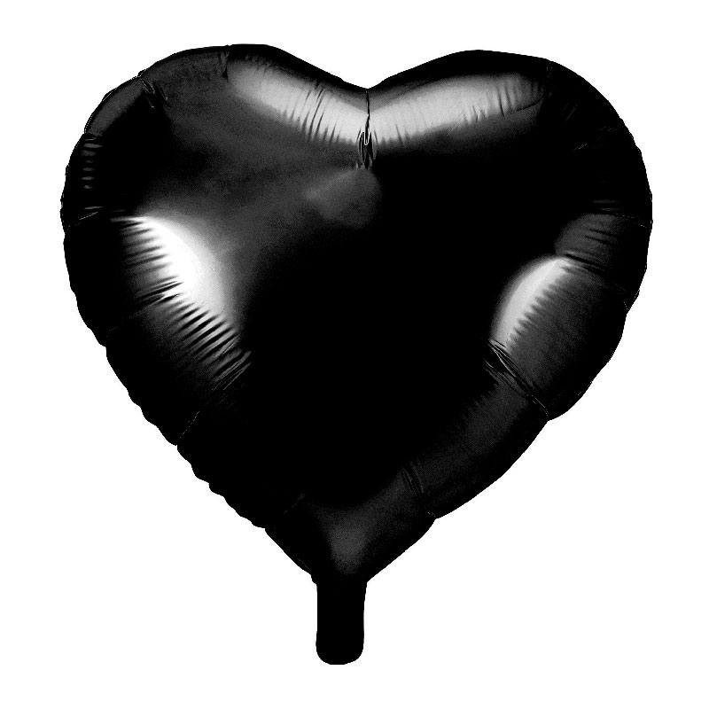 Ballon coeur Noir Aluminium 45cm - Dragées Anahita