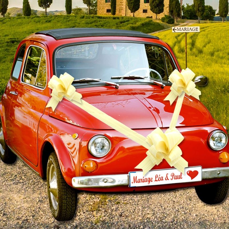 Nœud géant rouge pour décoration voiture mariage