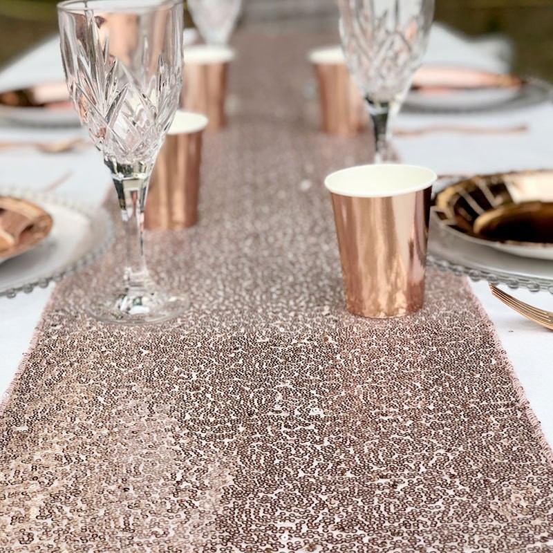 Chemin De Table Sequin Rose Gold Dragees Anahita