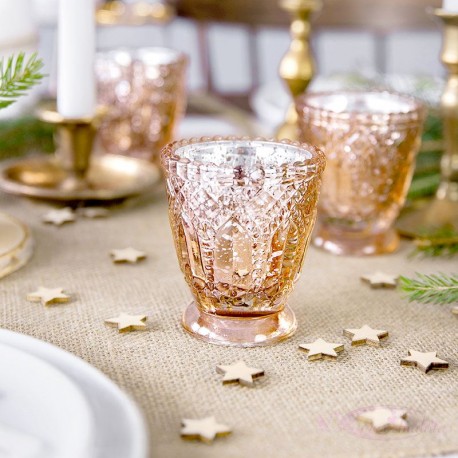 4 Bougeoirs Rose Gold en verre