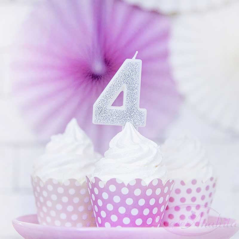 Bougie anniversaire - Chiffre 4 - Rose - 10 cm - Bougies anniversaire -  Creavea