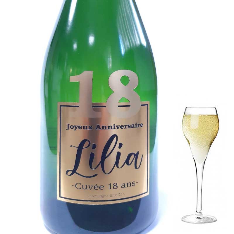 Personnalisation De Champagne Anniversaire 18 Ans Or Dragees Anahita