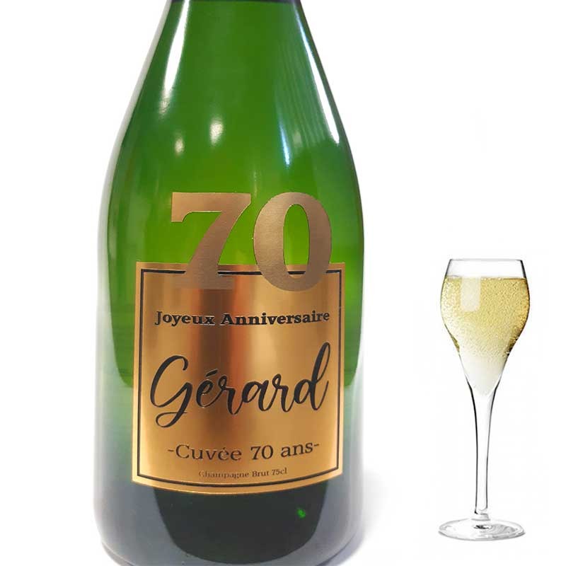Personnalisation de Champagne Anniversaire 70 ans Or - Dragées Anahita