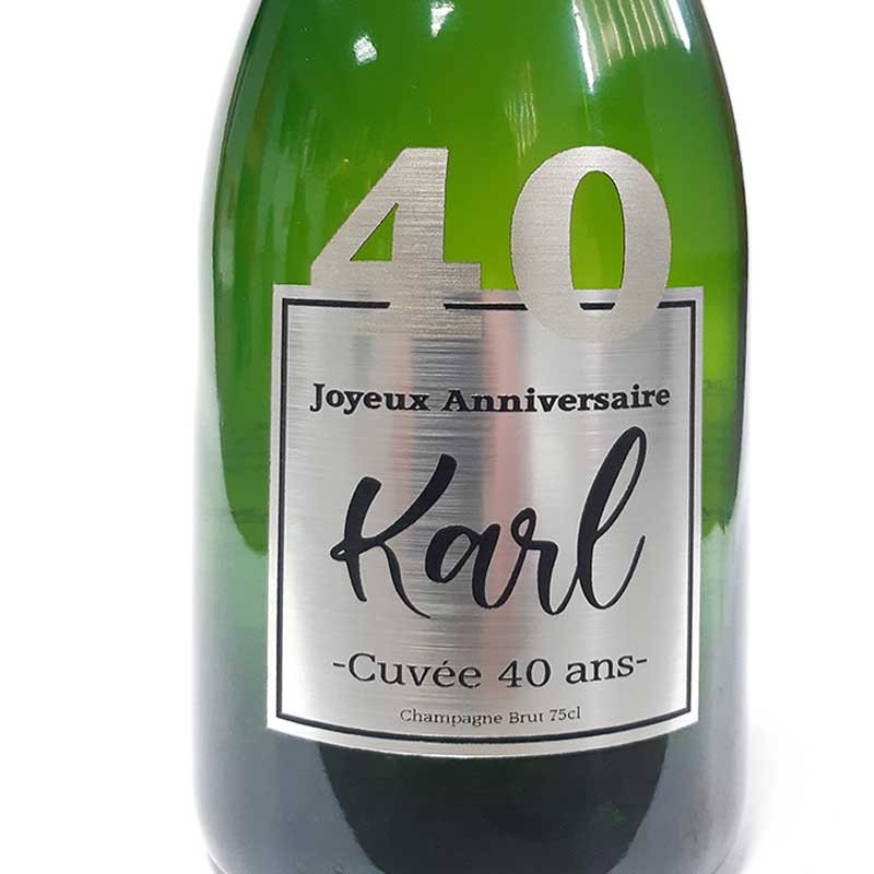 Personnalisation De Champagne Anniversaire 40 Ans Argent Dragees Anahita