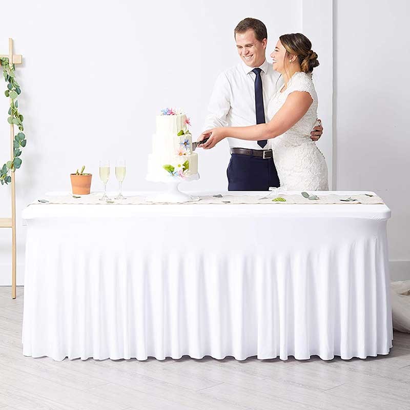 Nappe rectangle blanche tissu pour mariage et fêtes - Dragées Anahita