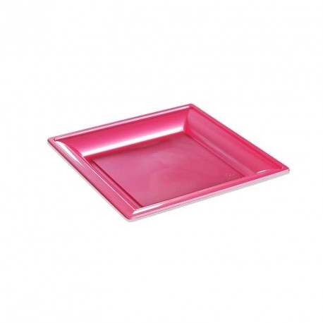 192 assiettes thermoformee carree 180 x 180 fushia