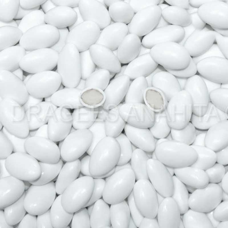 Dragées baptême amande – blanches brillantes - 1kg - Naissance