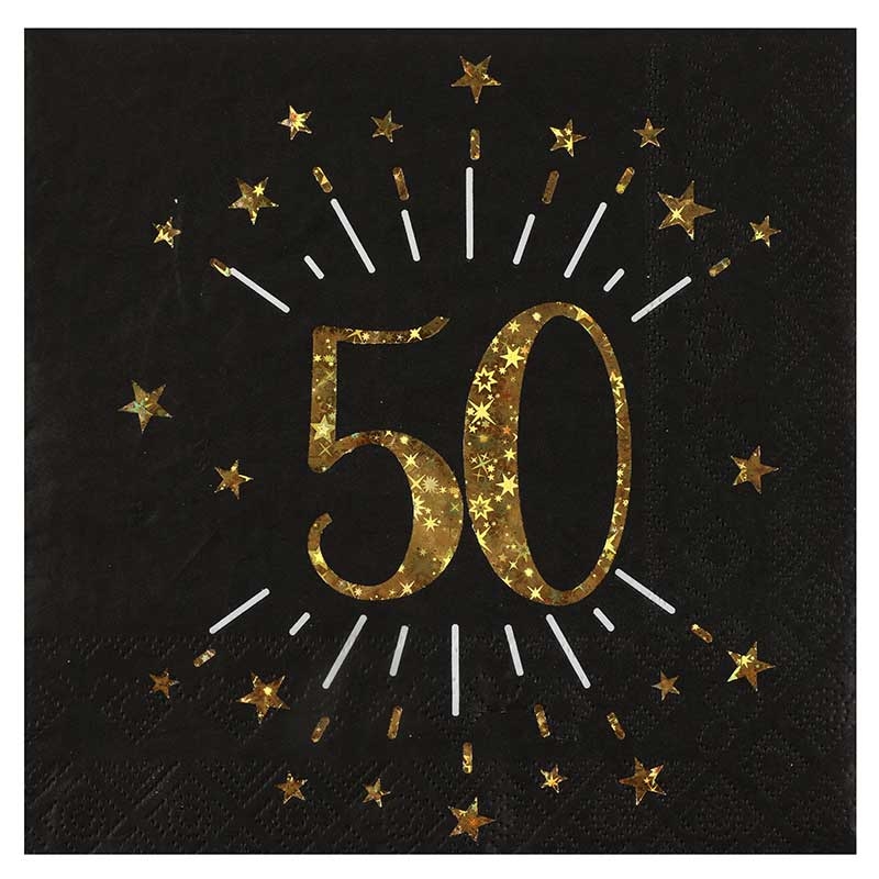 20 serviettes Or anniversaire 50 ans - Dragées Anahita.