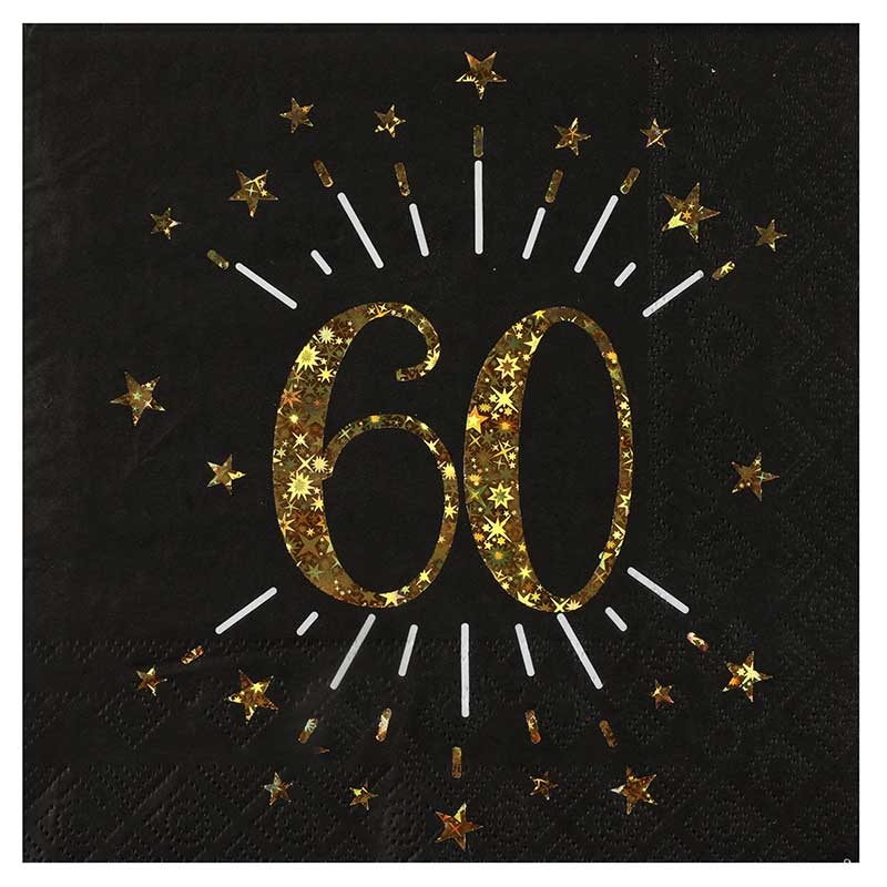 Chemin de table 60 ans, décoration de table anniversaire noir et or