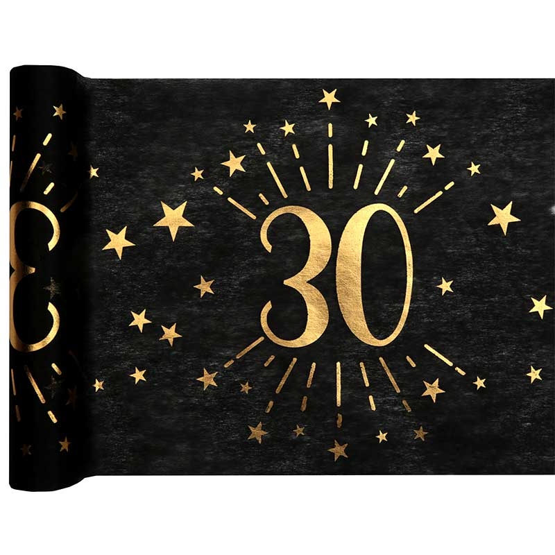 Serviette papier anniversaire 30 ans noir et or, Décoration de table