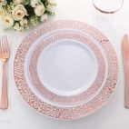 10 petites assiettes ajourée rose gold rigides réutilisables 19cm