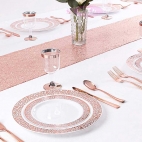 10 grandes assiettes ajourées rose gold rigides réutilisables 26cm