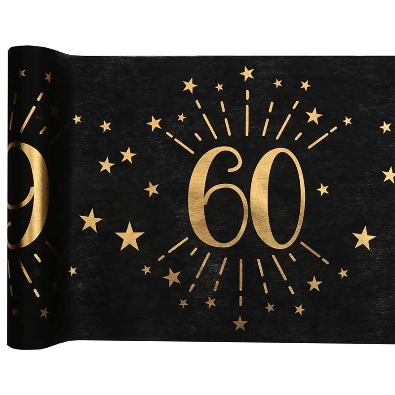 Serviette papier anniversaire 60 ans noir et or, Décoration de table