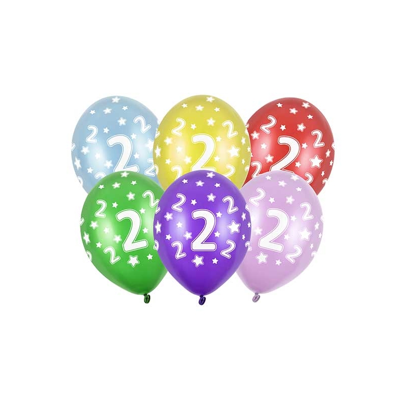 Lot de 6 ballons anniversaire Etoile 60 ans bleus en latex 27 cm