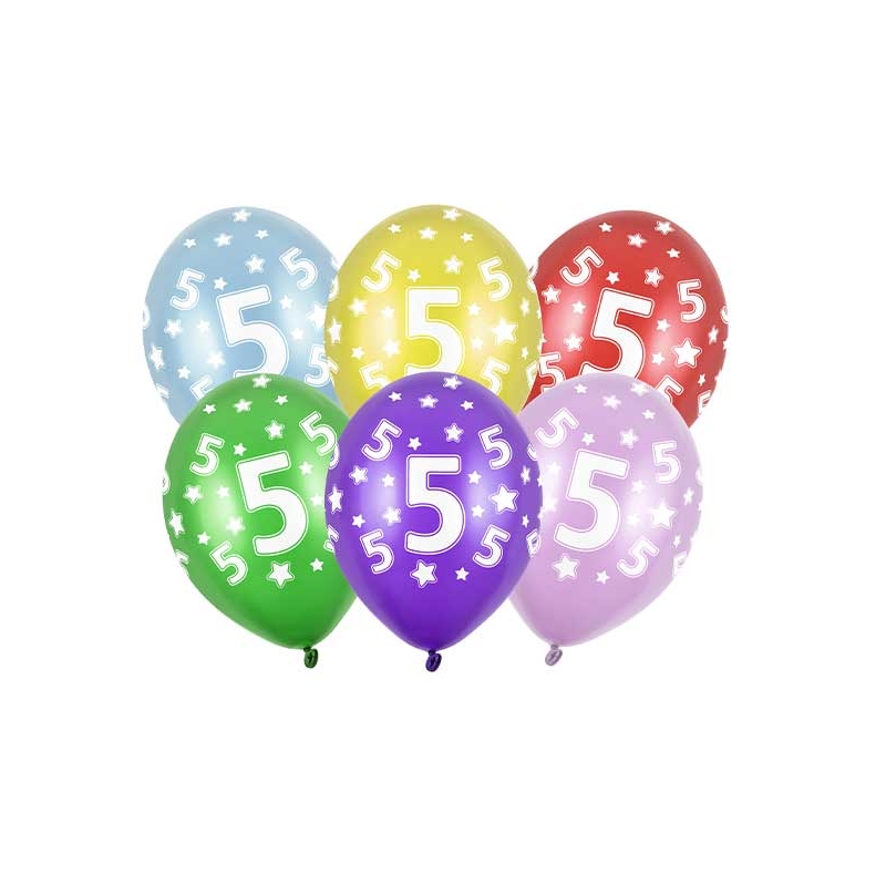 5 Ballons Joyeux Anniversaire Multicolore Ø33cm pour l