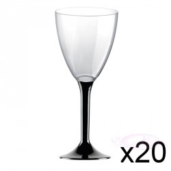 20 verres à Vin plastique Noir