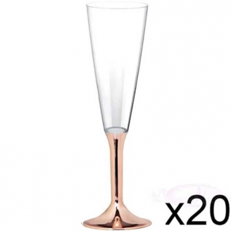 20 Flûtes à Champagne plastique rose gold (brillant) 16cl