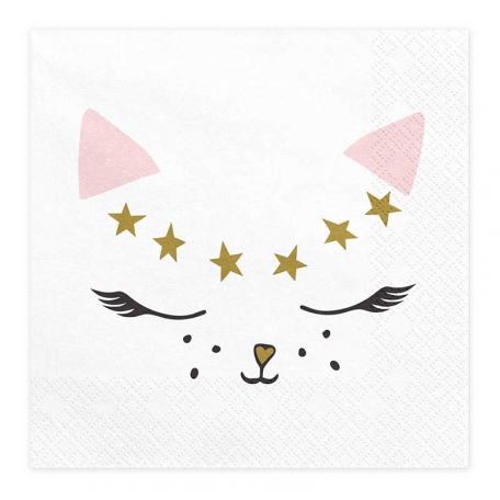 20 Serviettes Anniversaire Chat