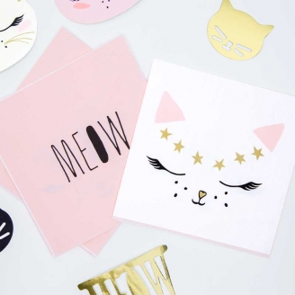 20 Serviettes Anniversaire Chat