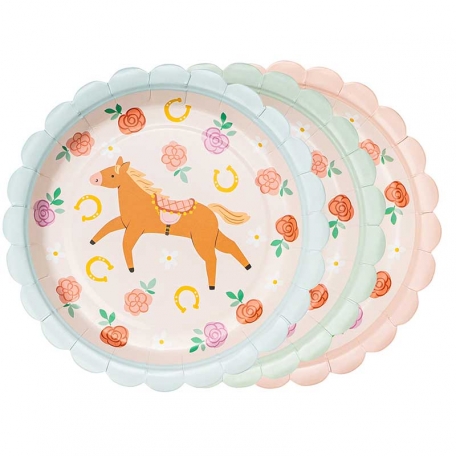 Assiettes Anniversaire Chevaux x 6