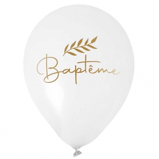 Ballon Baptême Blanc et Or x 6