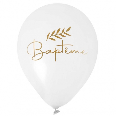 Ballon Baptême Blanc et Or x 6