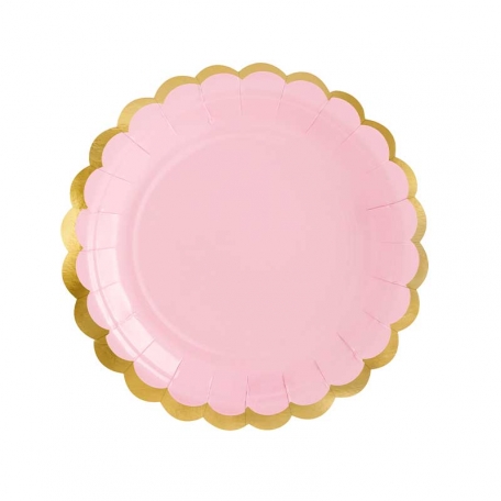 6 Assiettes Rose et Or