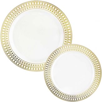 16 assiettes décor Or Louxor 8 grandes + 8 petites