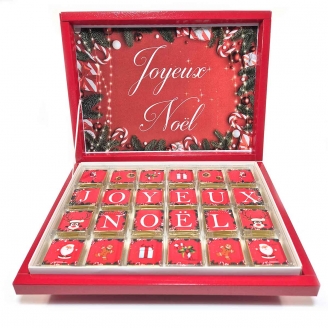 Boîte de 48 Napolitains de Chocolat "Joyeux Noël" - Édition Rouge