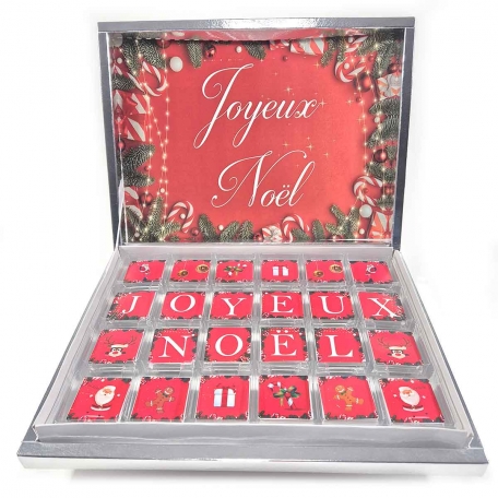 Boîte de 48 Napolitains de Chocolat "Joyeux Noël" - Édition Argent