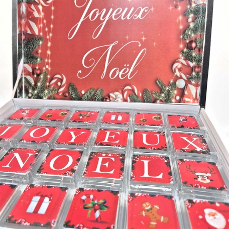 Boîte de 48 Napolitains de Chocolat "Joyeux Noël" - Édition Argent