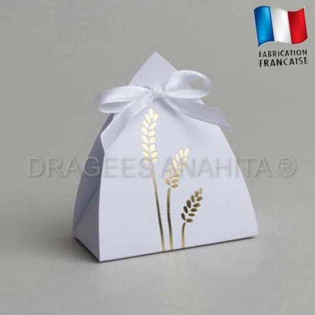 Contenant dragées communion vitrail blanc